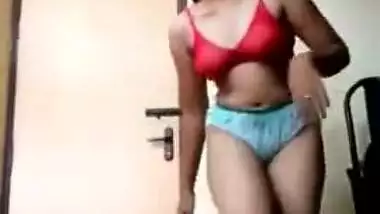 Young Desi woman waited for master to leave and started XXX striptease